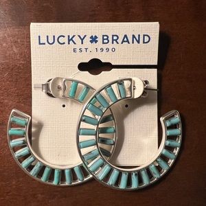 Lucky Brand earrings, teal stone, new with tag, never worn.